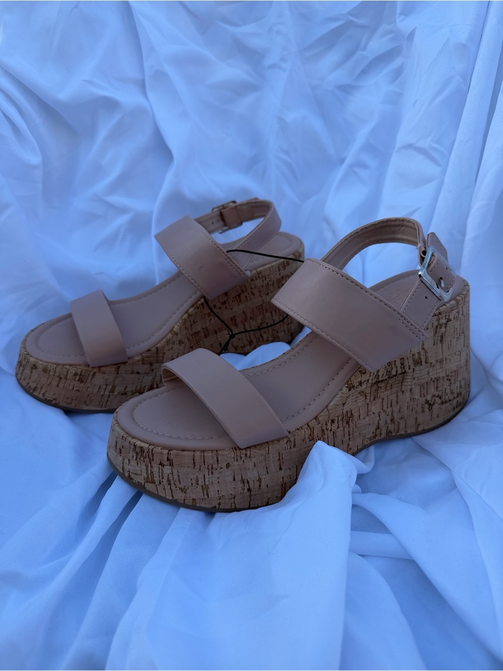 Charlotte Russe Blush Cork Platform Wedge Sandals